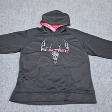 Realtree Men’s Hoodie XL Black Pink Camo Hood Skull Antlers Hunting Pullover