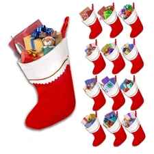 12 Pack Red Felt 15" Christmas Holiday Stockings in Bulk - Customizable for C...