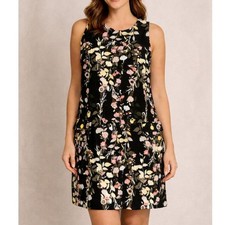 INC International Concepts Floral Shift Dress M Gold Button