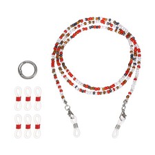 Stylish Eyeglasses Chain for Woman with Anti-slip Loops, Clear Red
