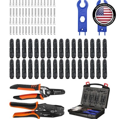 Solar Crimper Tool Kit 35PCS MC4 Connectors Wrench Crimper Wire Stripper