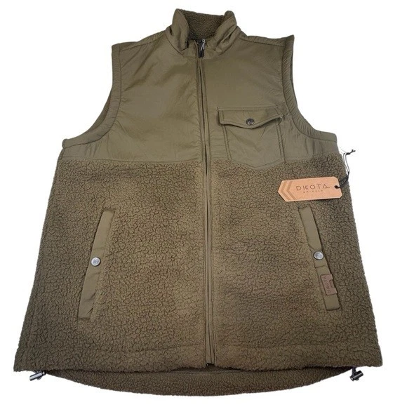 NWT Dakota Grizzly Vest Men's Large Cumberland Sherpa Gorpcore Full Zip Hiking