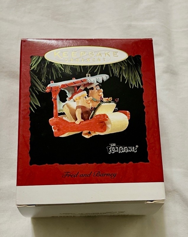 Hallmark Flintstones Keepsake Christmas Ornament Fred & Barney in Car  1994