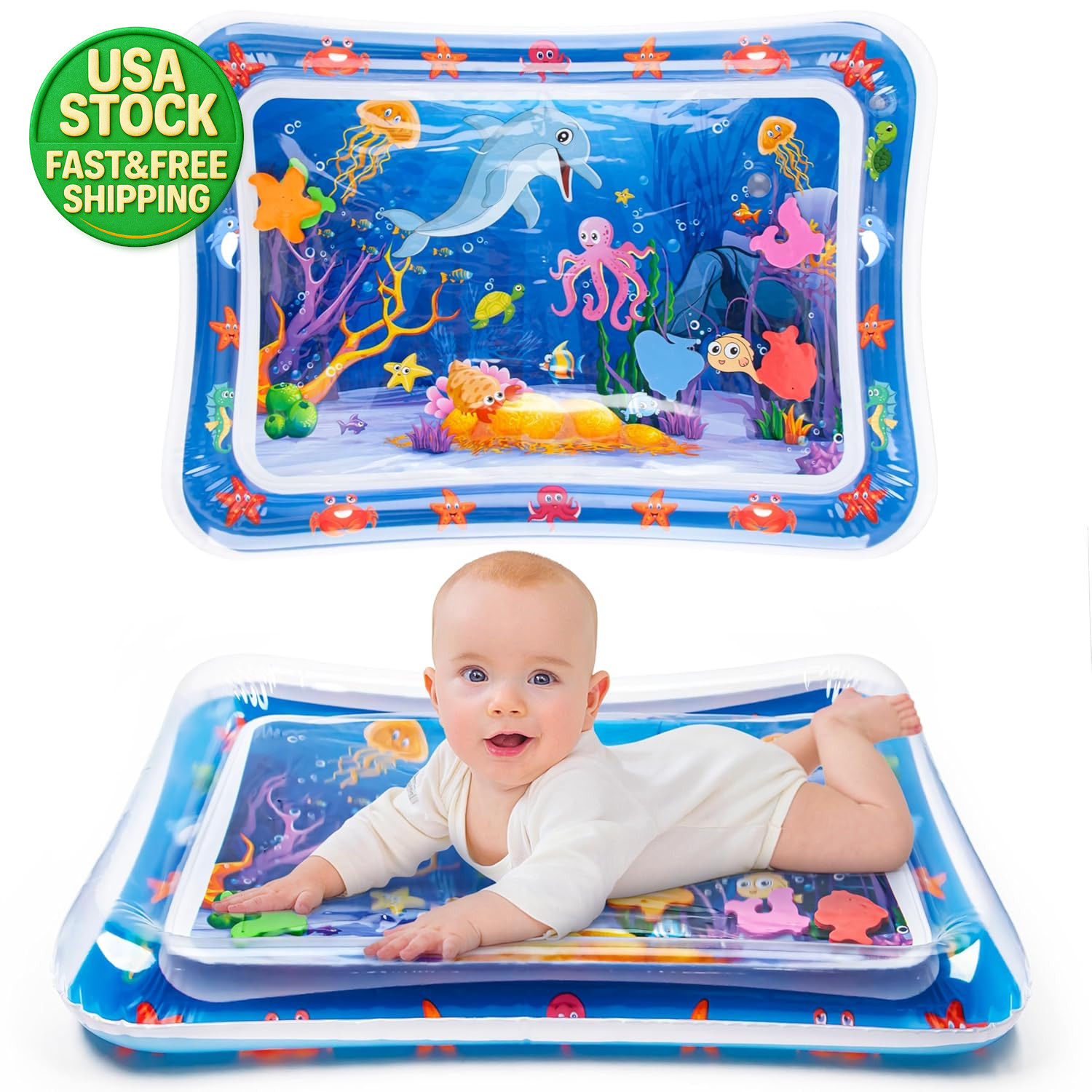 Inflatable Tummy Time Water Play Mat for Babies 3-12 Months Development Toy