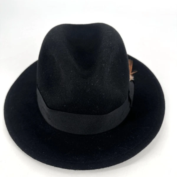 Sombrero Epoch Hats Company para hombre 100 % fieltro de lana con plumas Fedora negro talla S/M Foto 3 de 4