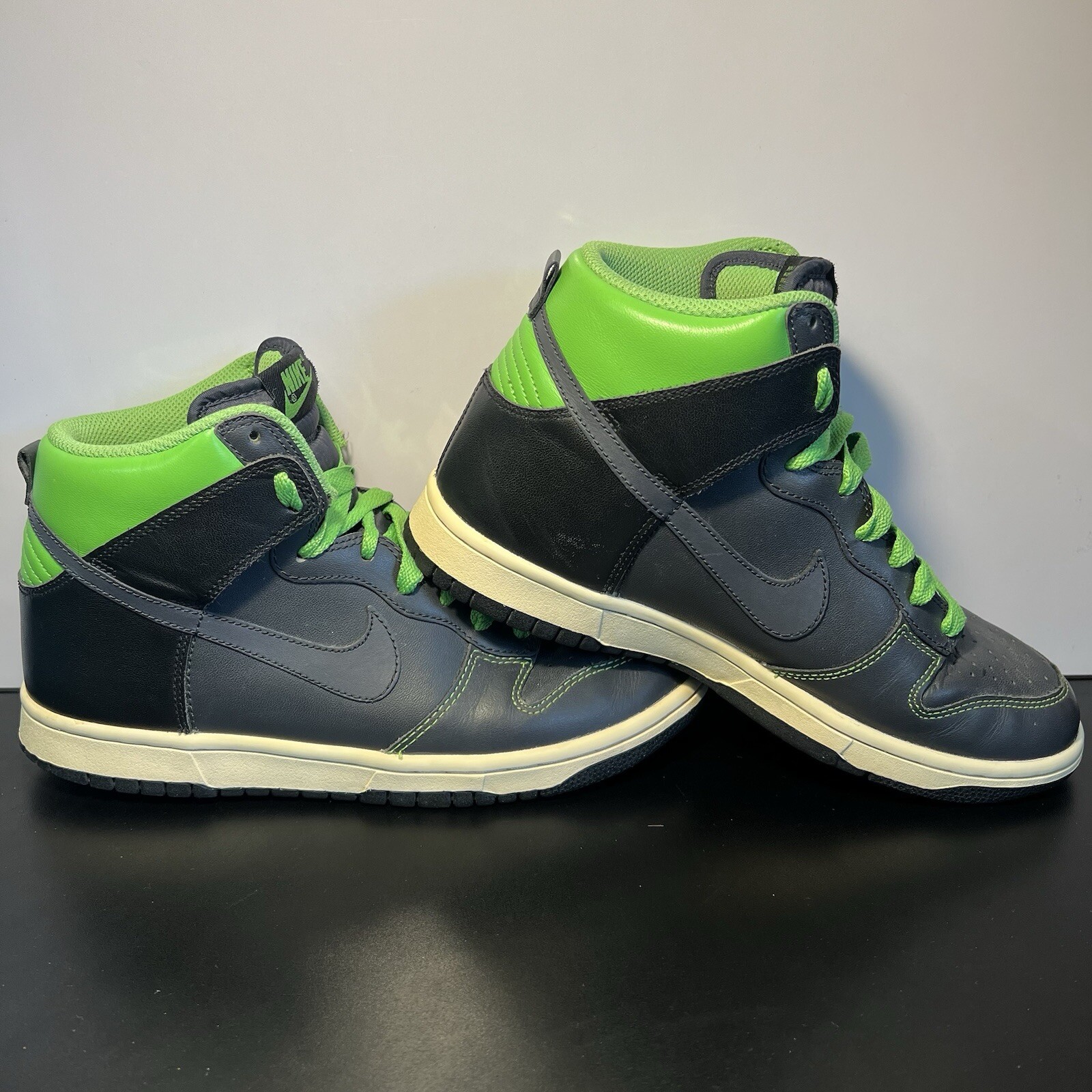 VTG Nike Dunk High Anthracite 317982-031 Basketball Shoes Men's 7.5 Green 2008