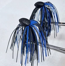 Bass Fishing Brush Jigs Living Rubber Black and Blue 2 Pack Hand Tied