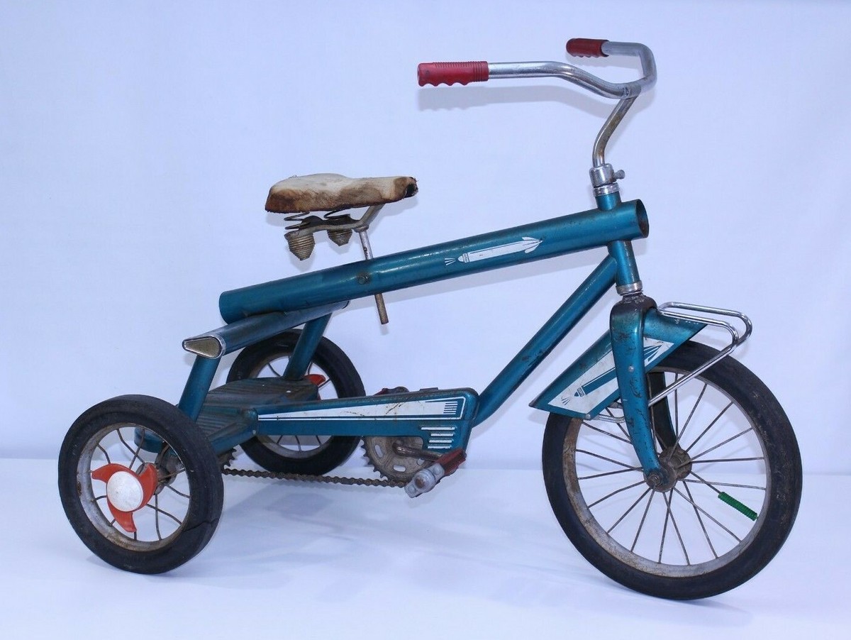 VTG AMF Junior Trike Atomic Age MCM Teal Toy Steel Rocket