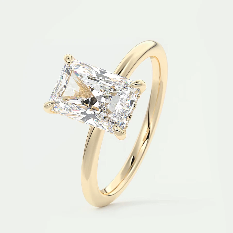 14k Gold Diamond Ring Lab Grown Radiant 2.15 Carat IGI Certified Yellow Size 7 8 - Image 3 of 4