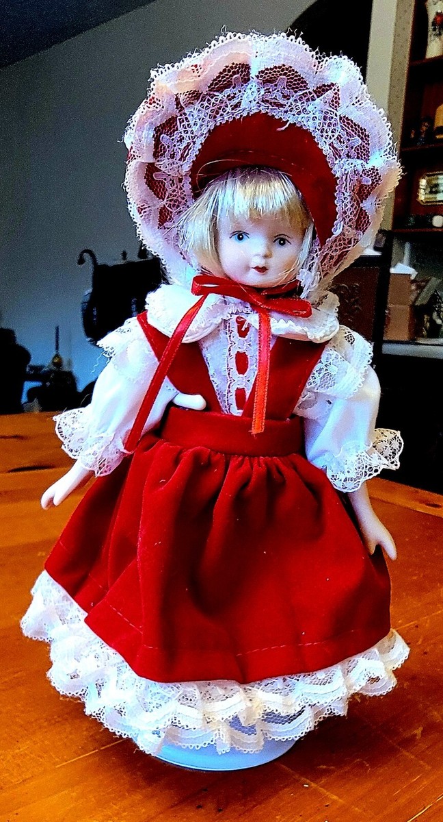 porcelain doll red velvet dress Vintage, Albert E. Price 18in Porcelain Doll in Red Velvet Dress