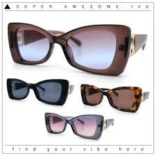 Womens Bow Tie Shape Beveled Thick Plastic Mod Designer Fashion Sunglasses