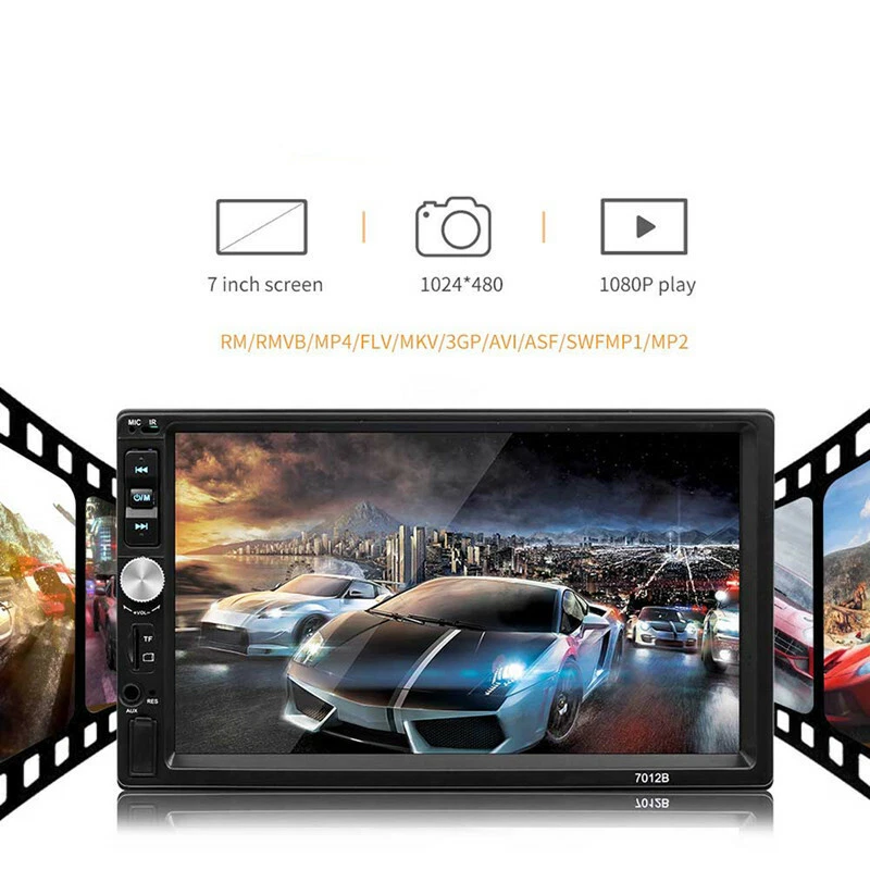 MP5 player 2 din rádio de carro Bluetooth 7" tela sensível ao toque estéreo áudio FM estéreo USB - Imagem 2 de 4