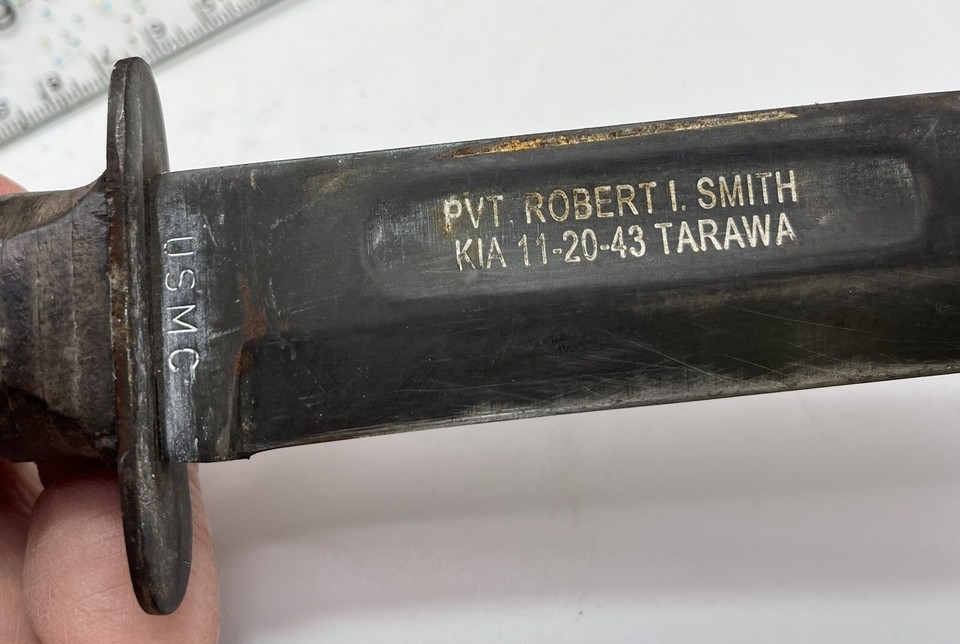 WW2 USMC MK2 KNIFE DAGGER AND LEATHER SHEATHKABAR , Photo, Patch