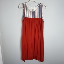 Porridge Anthropologie Sleeveless Dress-Bubbly Hem-Orange Tan Blue-Small