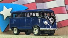 KINSMART 1962 VW VOLKSWAGEN BUS SAMBA [AZUL/NEGRO] SUELTO ESCALA 1:64 ¡STOCK EN ESTADOS UNIDOS!