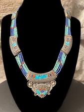 Collana antica in argento e turchese – vintage tribale etnico tibetano