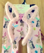NWT Girls Capelli PINK Easter Leggings w/Bunny Ear Headband, size 4/6x, XS/S