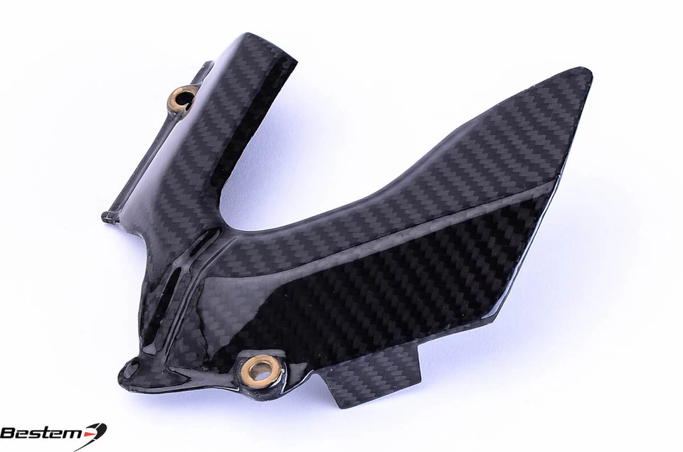 Cubierta de piñón delantero de fibra de carbono Ducati Streetfighter protector de cadena estilo abierto Foto 2 de 4