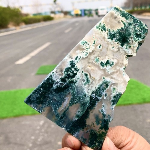 94G Fetta di Agata Muschio Naturale Cristallo Quarzo Minerale Decorare Energia Guarigione - Foto 6 di 23
