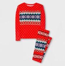 NWT Cat And Jack Unisex Soft Christmas Holiday 2 Piece Pajamas Set Size 12 Month