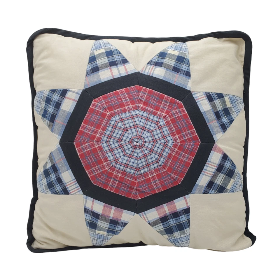 Dockers клетку выстеганная звезда 15 x 15 квадратная подушка красный синий патриотический 4 июля - Изображение 2 из 4