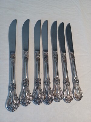 Stanley Roberts Rogers VALENTINE Stainless Lot  of 7  Dinner Knives Flatware