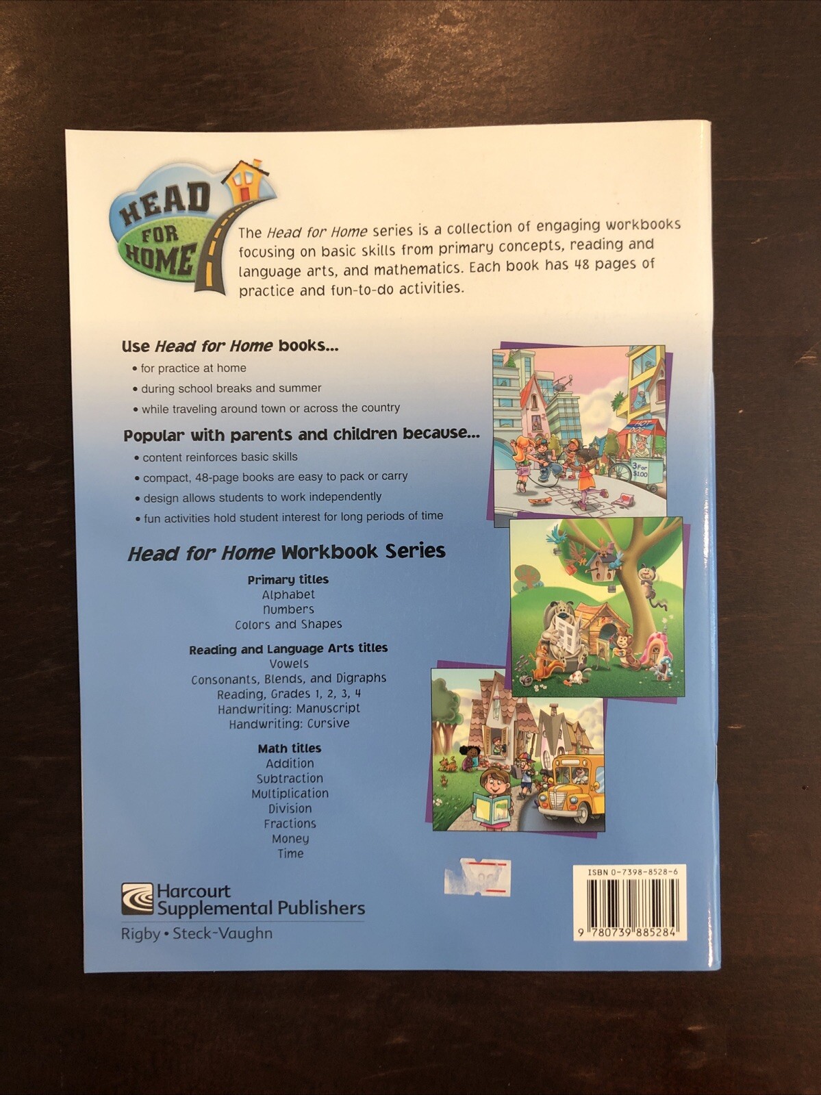 Alphabet workbook for at-home learning, by Steck-Vaughn.