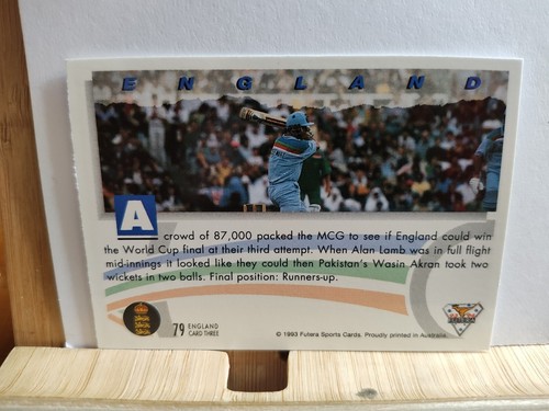 ENGLAND 🏆1993/94 #79 World Cup The Ashes Cricket Card🏆FREE POST - Picture 2 of 2