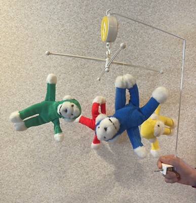 Vtg 1984 Monkey Musical Spinning Baby Mobile Nursery Crib Somewhere Over Rainbow