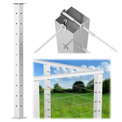 Muzata T-drilled Three Sides 36''x2''x2'' Brushed Cable Railing Post PS02 L34S