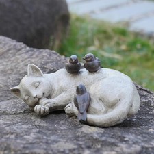 Sleeping Cat Garden Statue Cat Memorial Figurine Outdoor Resin Grave Marker Home