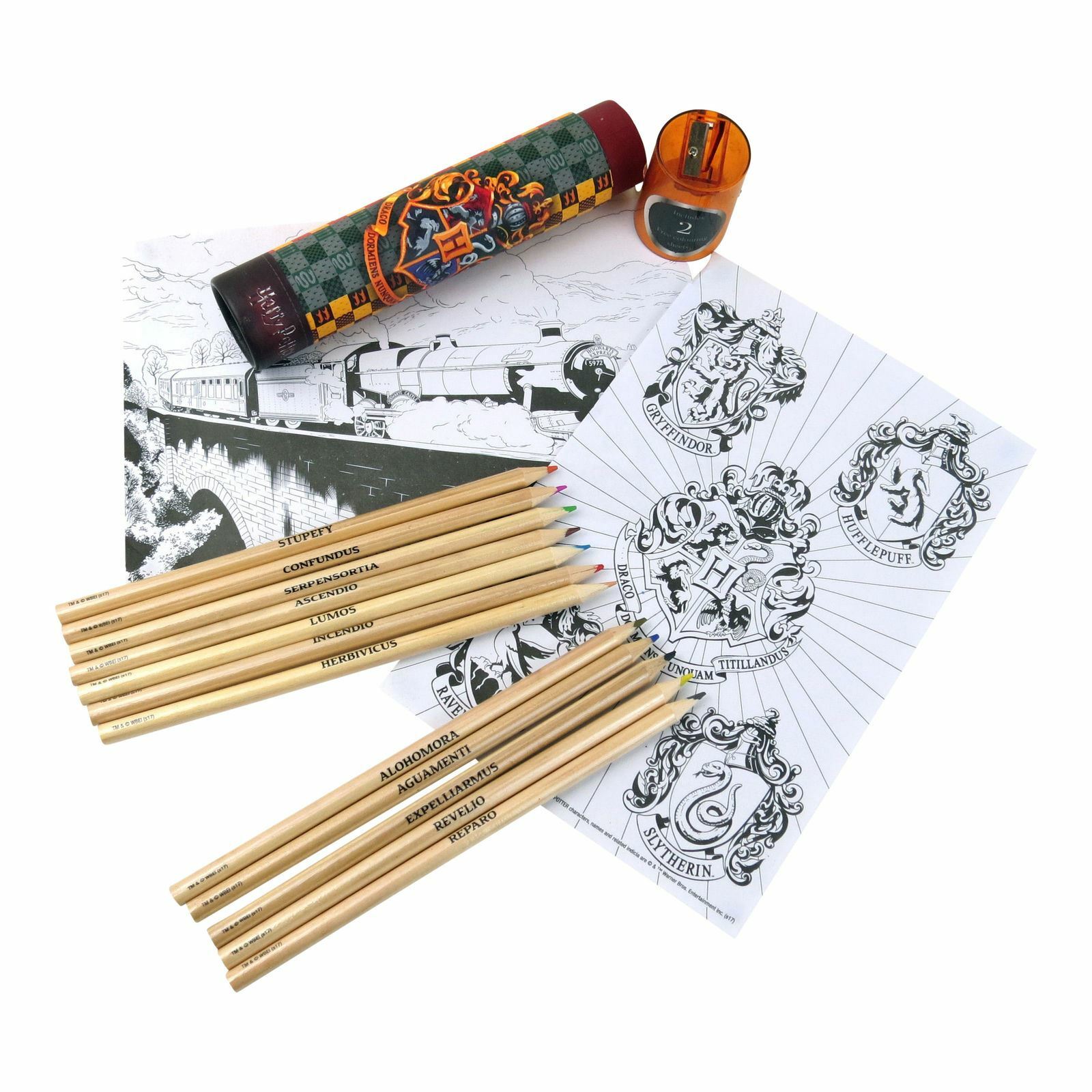 HARRY POTTER Hogwarts Crest 12 Colouring Pencils Colouring Sheet ...