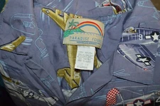 VTG Paradise Found Aloha Hawaiian Shirt RAYON XL Fighter Planes World War Jets