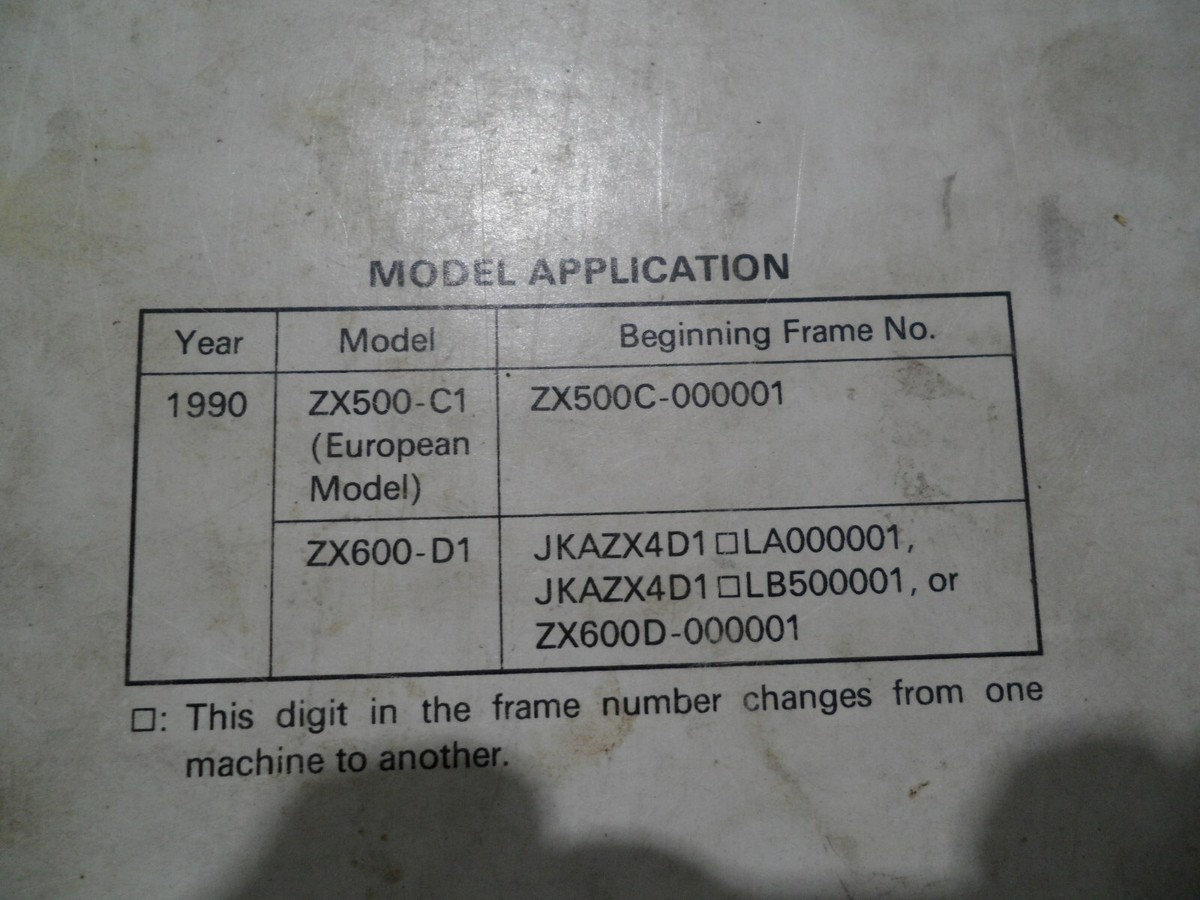 1990 KAWASAKI ZX6 ZZR600 ZZR500 ZX600 ZX500 FACTORY SERVICE MANUAL