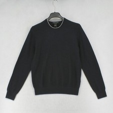Mens Navy Long Sleeve Tipped Textured Cotton Sweater S M XL 2XL