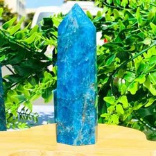 Blue Apatite Natural Crystal Tower 6 Faceted Spiritual Chakra Unique Stone Gift