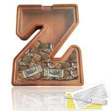 Kids Boy Girl Wooden Large Letter Z Piggy Bank,Great Gift for Birthday,Christmas