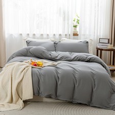 Gray Duvet Cover King Size - Soft Brushed Microfiber, 3 Pieces, 1 Duvet Cover...