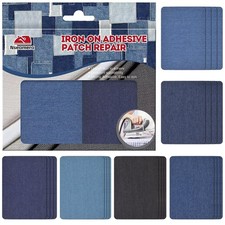 Elastic Iron-On Denim Patches for Clothes 24PCS Kit, 6 Colors, 3" X 4-1/4", Du