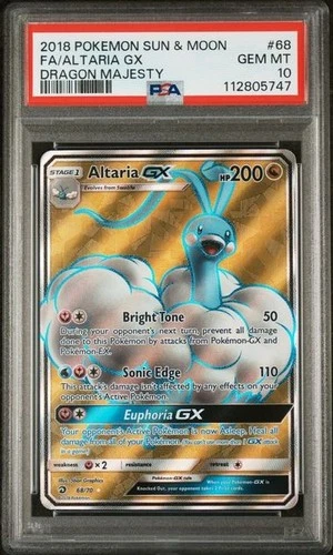 POKEMON FA/AL ALTARIA GX 2018 SUN & MOON DRAGON MAJESTY #68 PSA 10