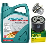 MotoröL Filter Set Addinol 10W-40 5 Liter + Schraube FüR Opel Movano Kasten 1.9