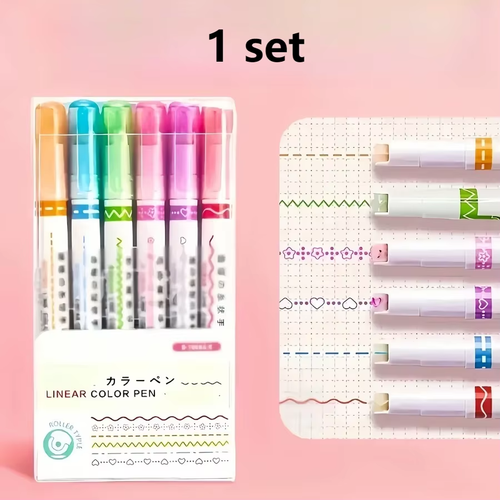1 Set of 6-Pack Multi-Color Flower Shaped Contour Pens, Suitable for ...