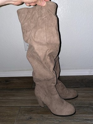 Womens Madden Girl Cinder Knee-High Slouch Boots, Dark Taupe Size 7.5 (CIND01J1)