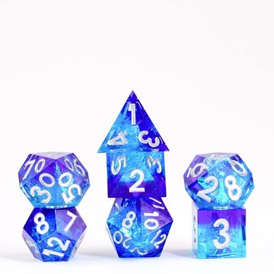 FanRoll by Metallic Dice Games Handcrafted Sharp Edge Resin DND Dice Set: Oceani