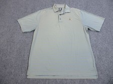 FootJoy Polo Shirt Mens L Blue Stripe Golf Performance Stretch Short Sleeve Logo