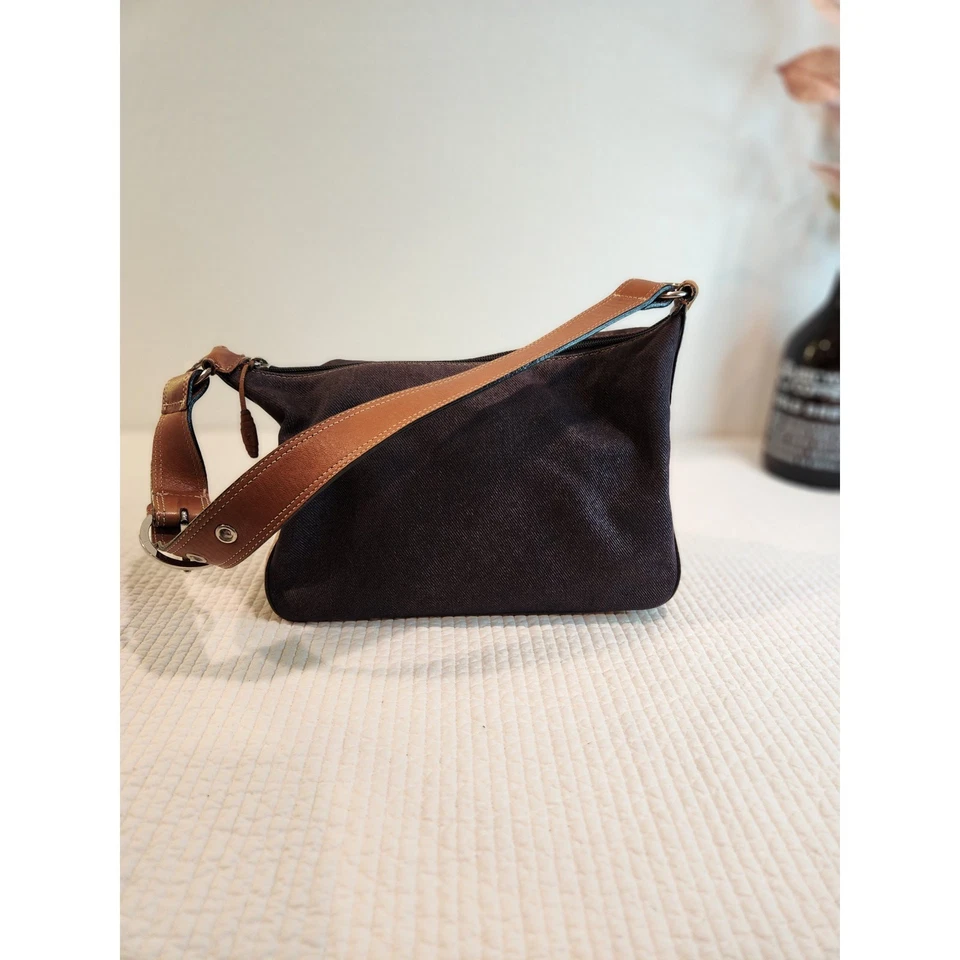 Ann Taylor Canvas & Leather Shoulder Bag Brown Paisley Lined Handbag Boho Chic - Image 4 of 4