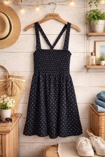 American Eagle Dress M Tall Smocked Cross Back Navy Floral Mini