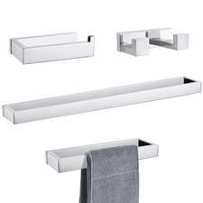 Bath Towel Bar Set, Polished Chrome 4-Piece Bathroom Hardware Set Including T...