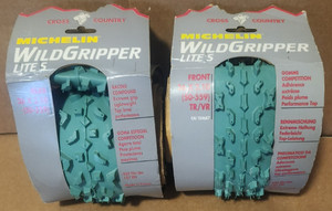 NOS pair of GREEN Michelin WILDGRIPPER LITE S mtb tires FRONT & REAR, 26 x 2.10