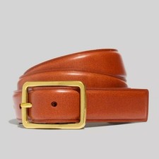 Madewell NWT Square Buckle Leather English Saddle Belt, Size Small Small